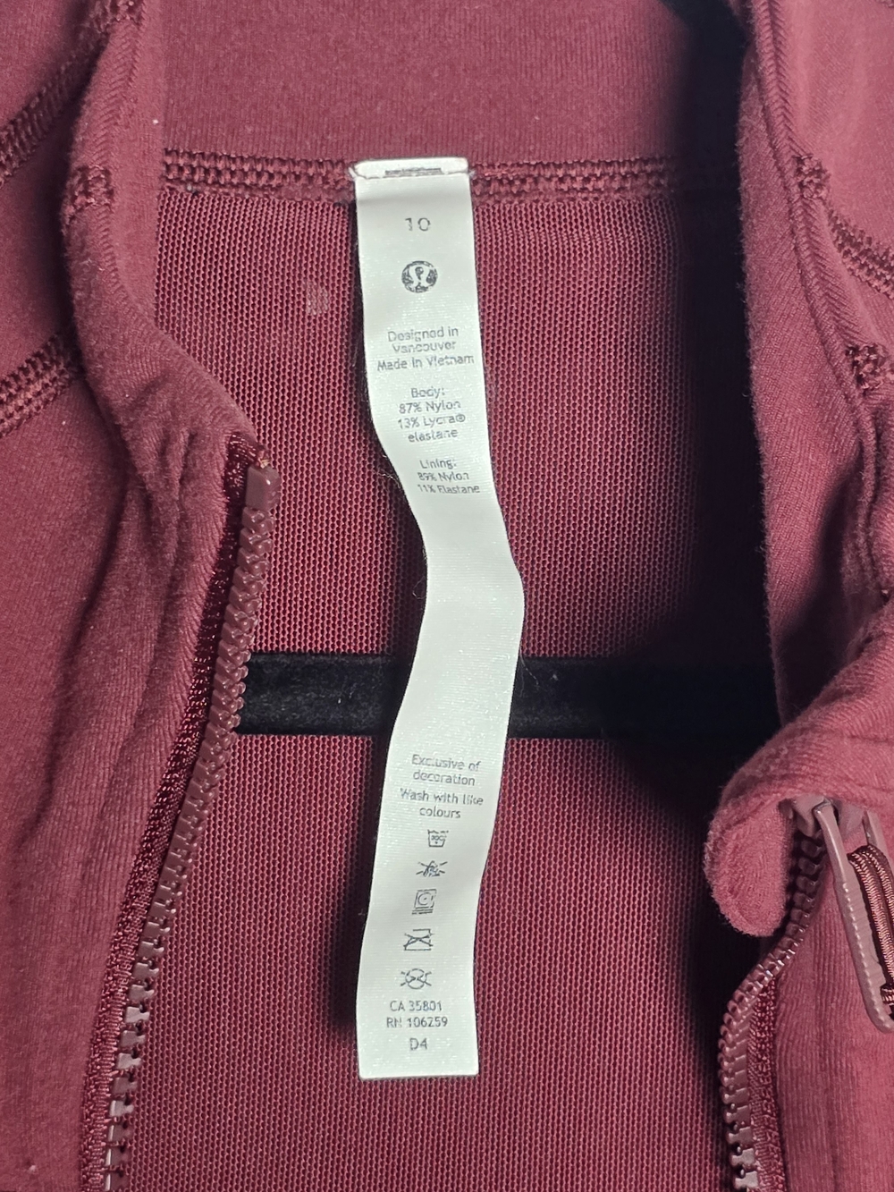 Lululemon Define Running Jacket Burgundy Gym Workout Activewear, Sz 10 - Picture 4 of 7